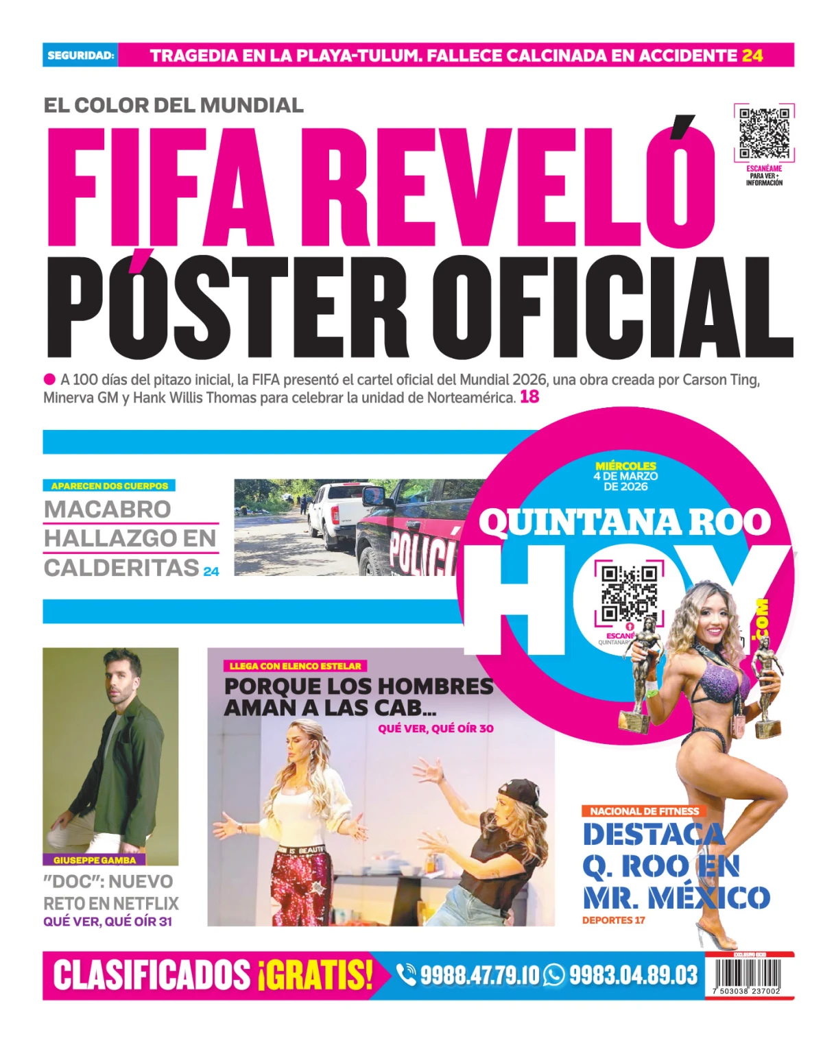 Portada de Quintana Roo Hoy (contraportada)