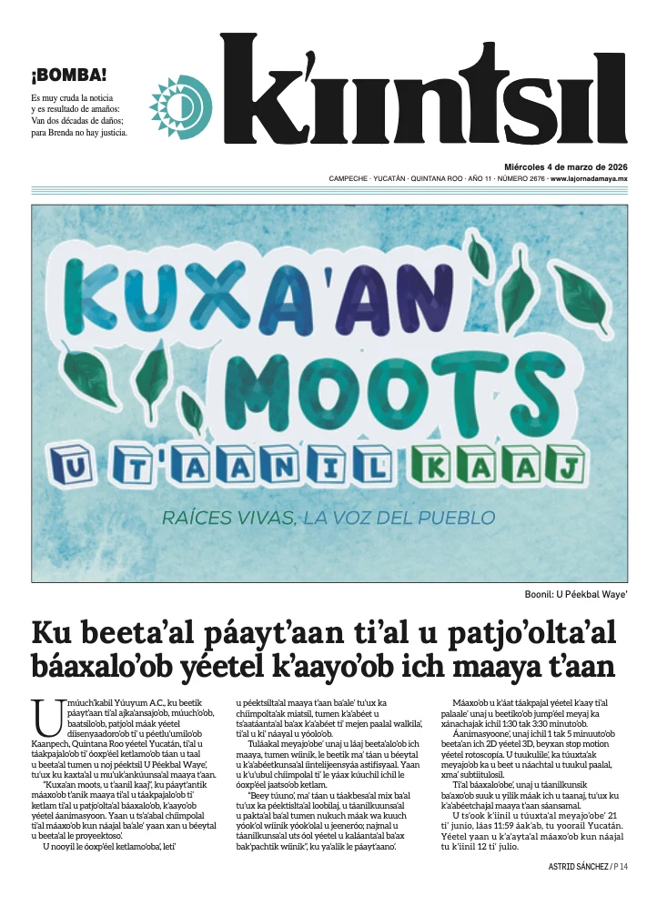 Portada de La Jornada - Kiintsil del miércoles, 4 de marzo de 2026