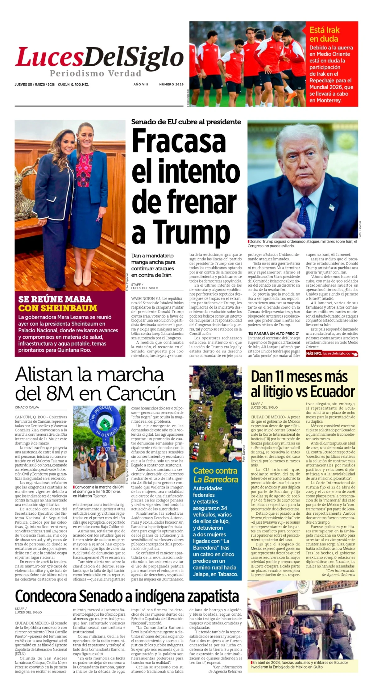 Portada de Luces del Siglo del jueves, 5 de marzo de 2026
