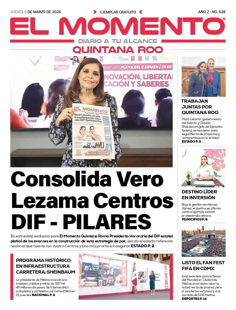 Portada de El Momento Quintana Roo del jueves, 5 de marzo de 2026