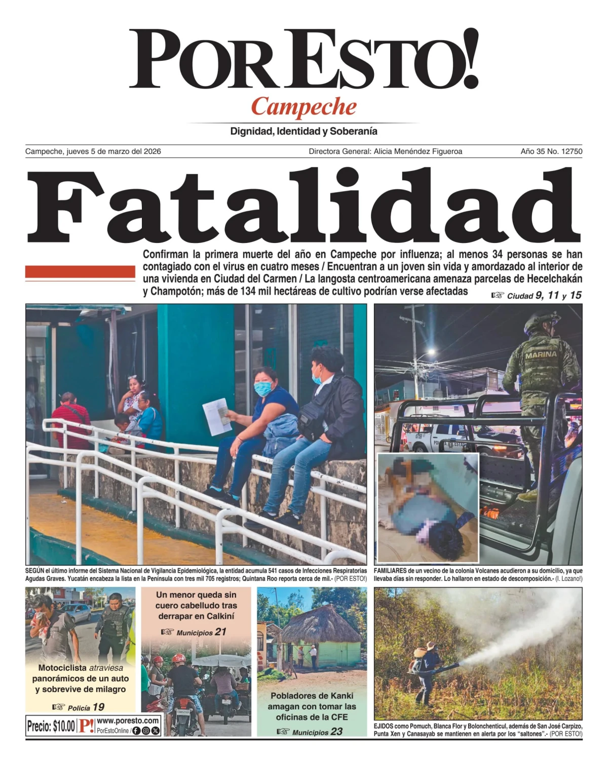 Portada de Por Esto (campeche) del jueves, 5 de marzo de 2026