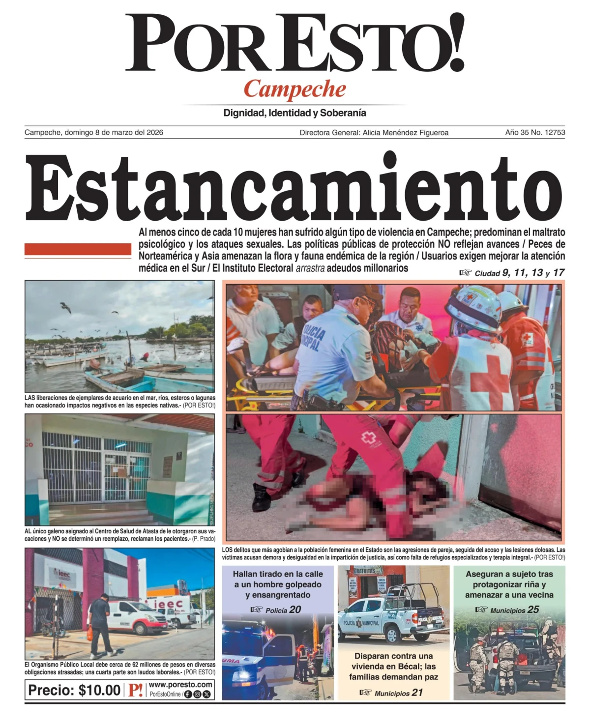 Portada de Por Esto (campeche) del domingo, 8 de marzo de 2026