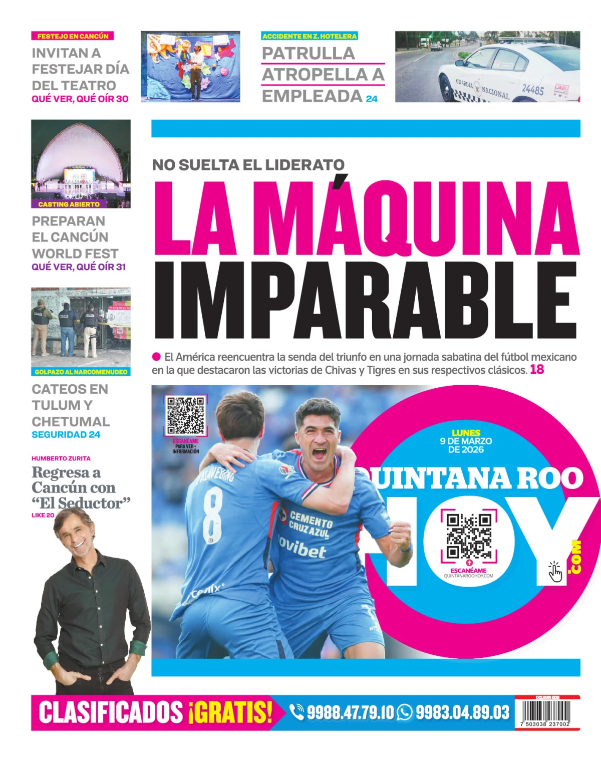 Portada de Quintana Roo Hoy (contraportada)