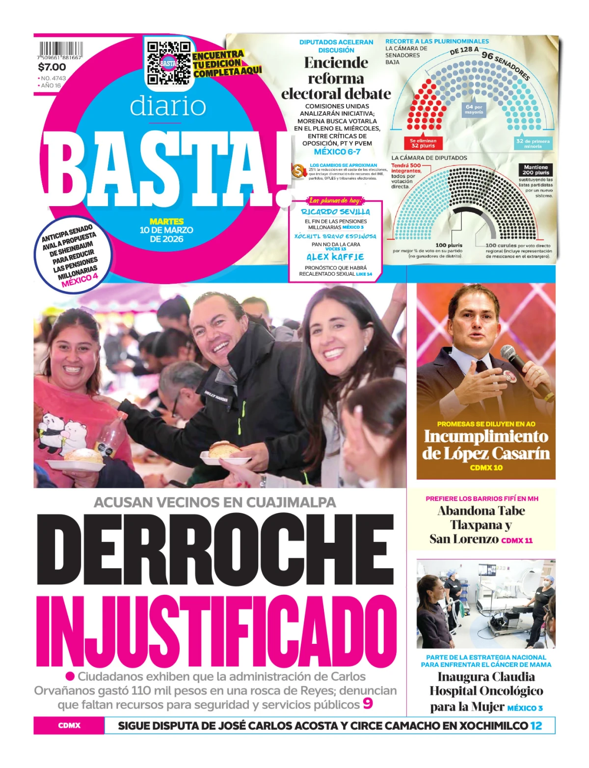 Portada de Basta! (portada) del martes, 10 de marzo de 2026