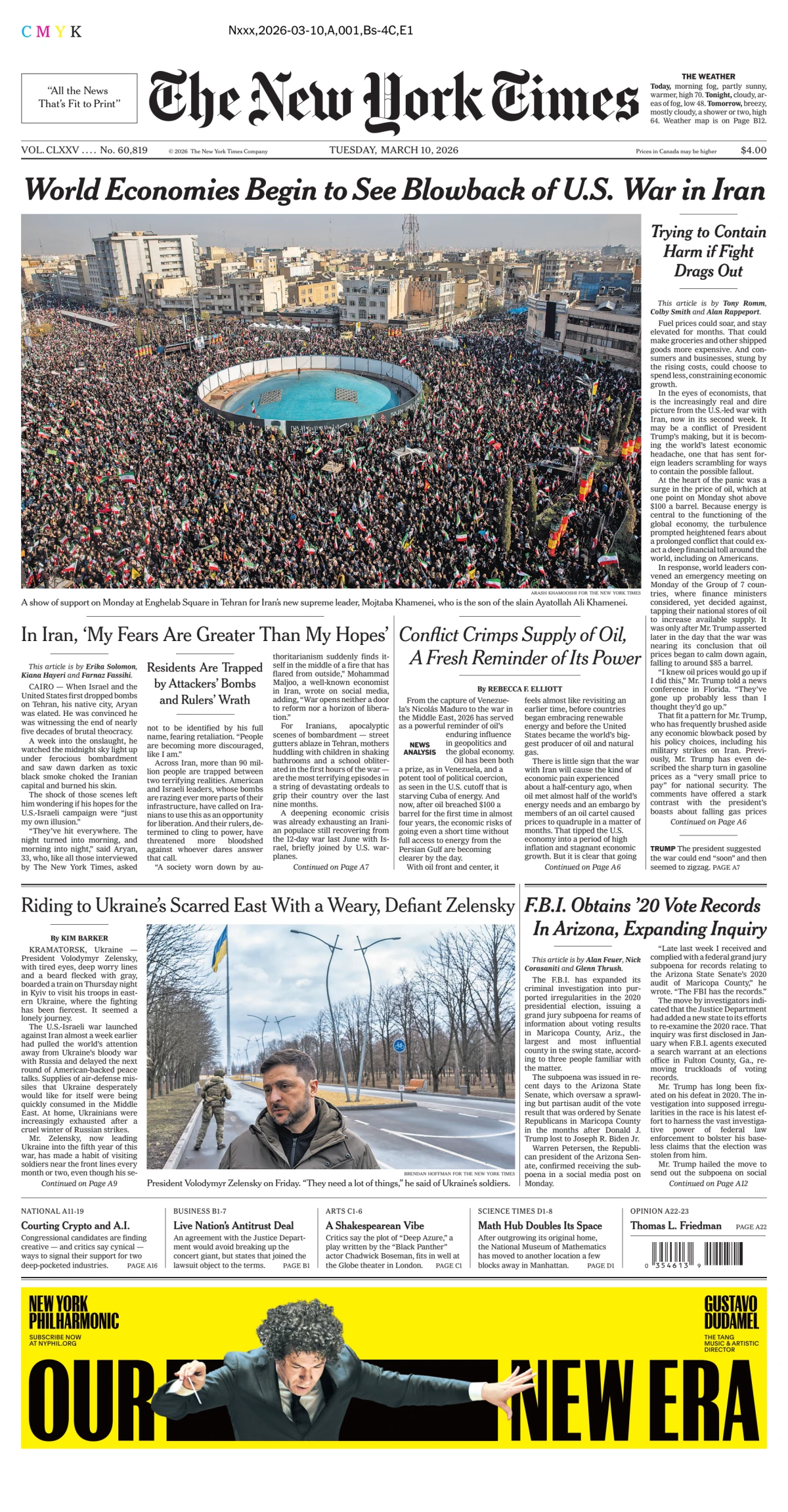 Portada de The New York Times (new York) del martes, 10 de marzo de 2026