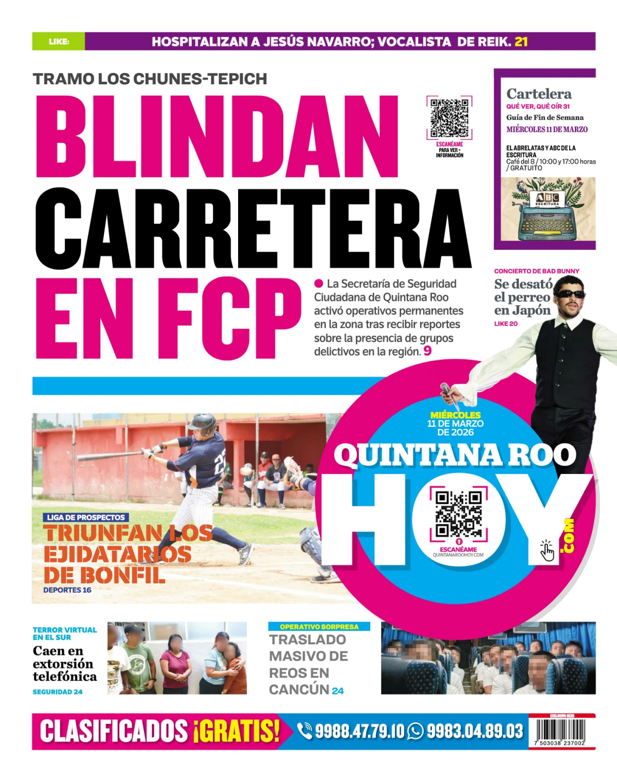Portada de Quintana Roo Hoy (contraportada)