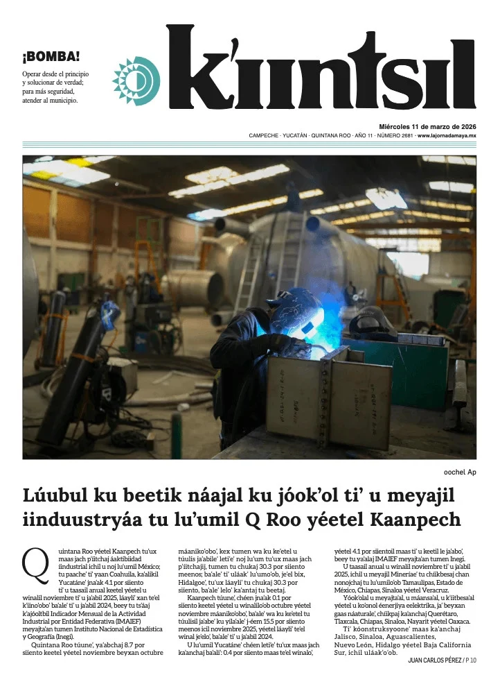 Portada de La Jornada - Kiintsil del miércoles, 11 de marzo de 2026
