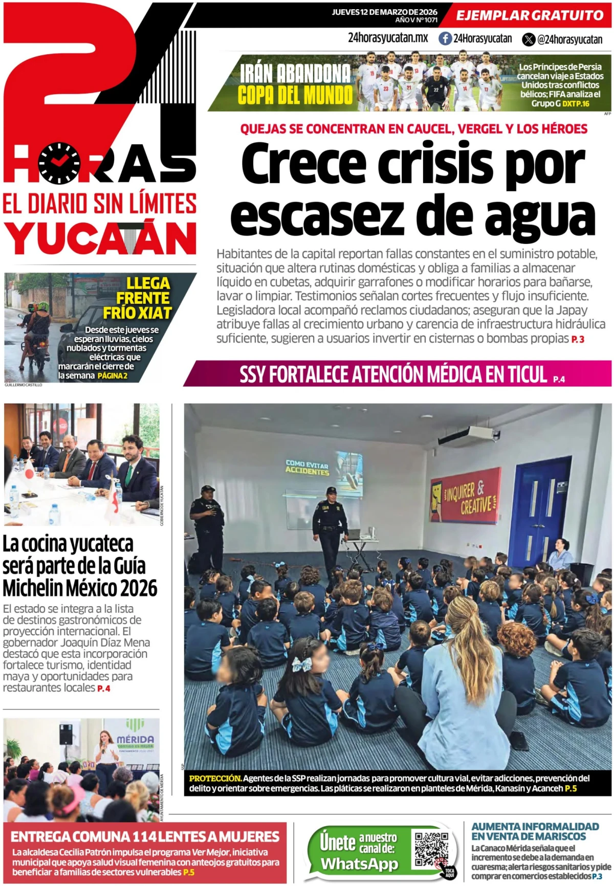 Portada de 24 Horas Yucatan del jueves, 12 de marzo de 2026