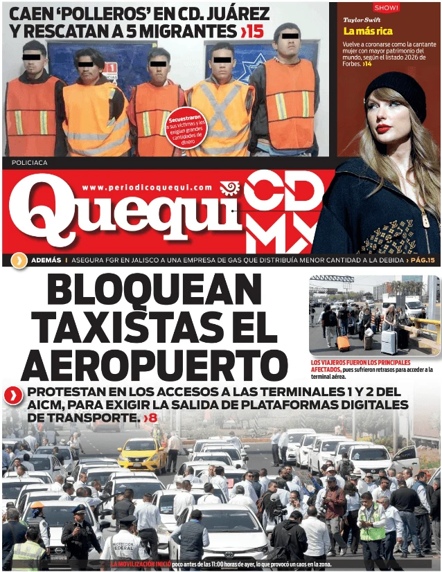 Portada de Quequi CDMX (contraportada) del jueves, 12 de marzo de 2026