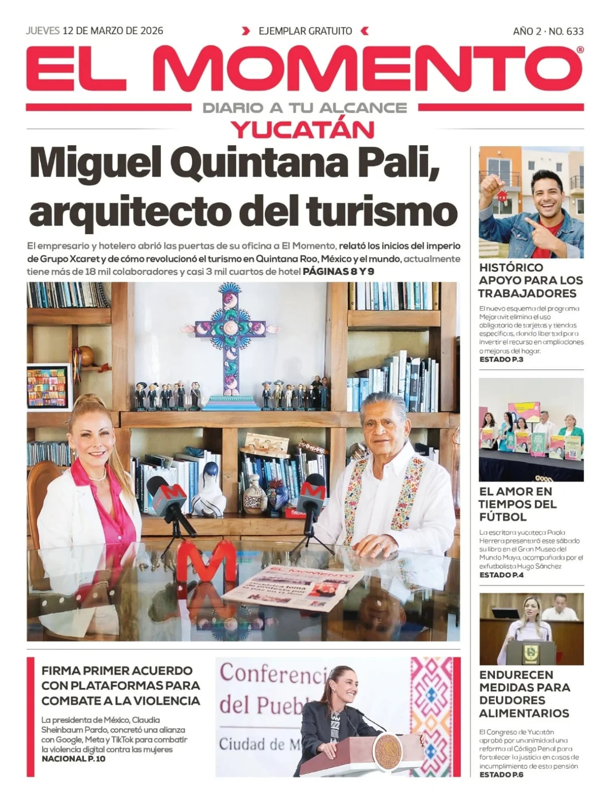 Portada de El Momento Yucatan del jueves, 12 de marzo de 2026