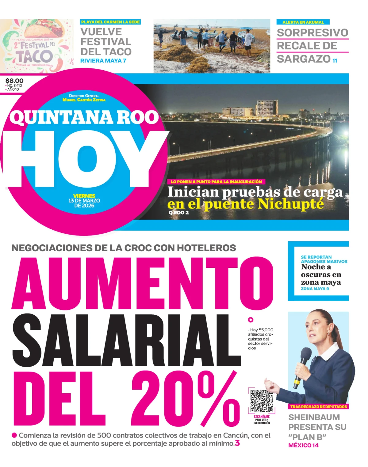 Portada de Quintana Roo Hoy (portada)