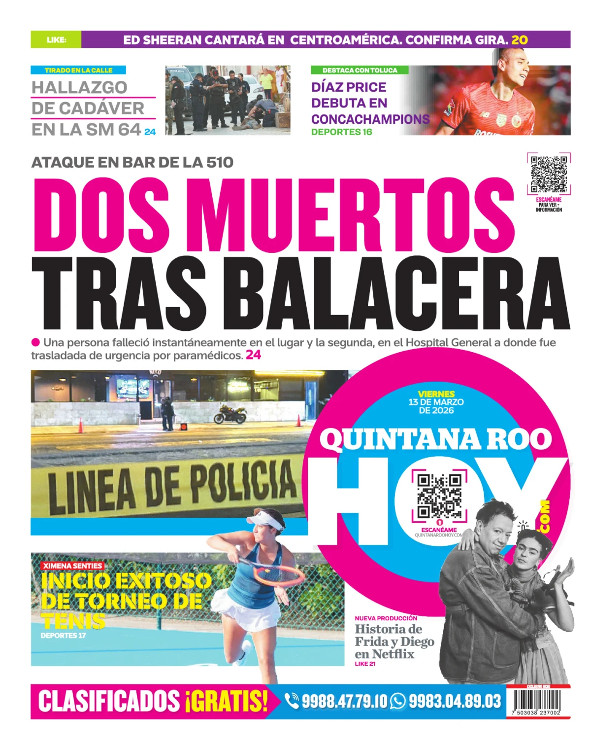 Portada de Quintana Roo Hoy (contraportada)