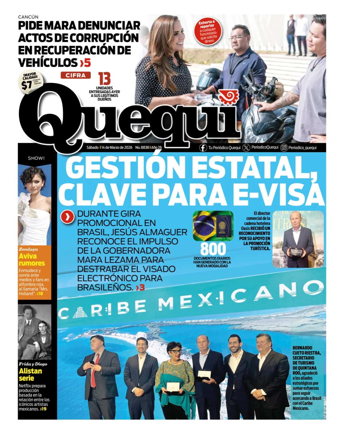 Portada de Quequi del sábado, 14 de marzo de 2026