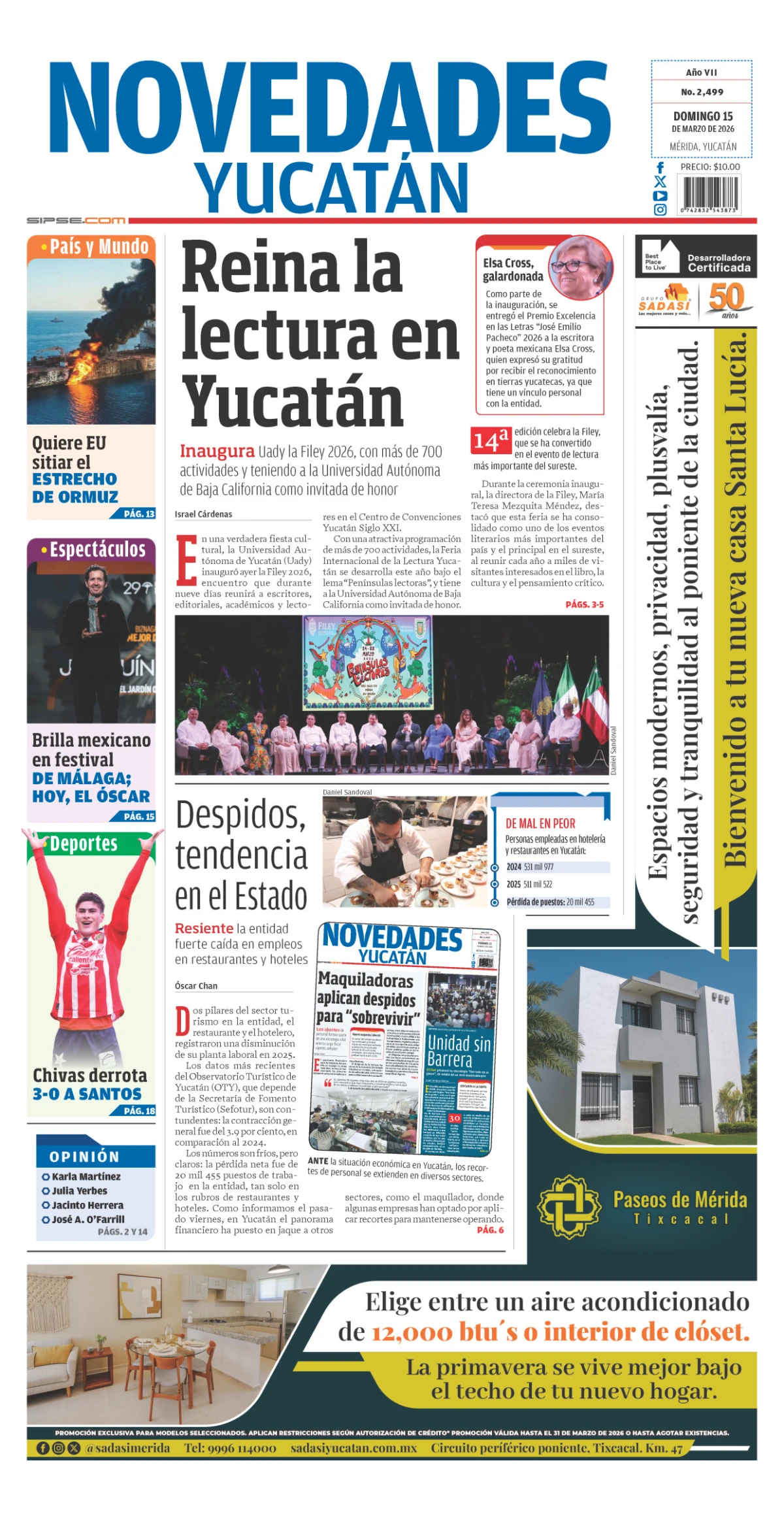 Portada de Novedades Yucatan
