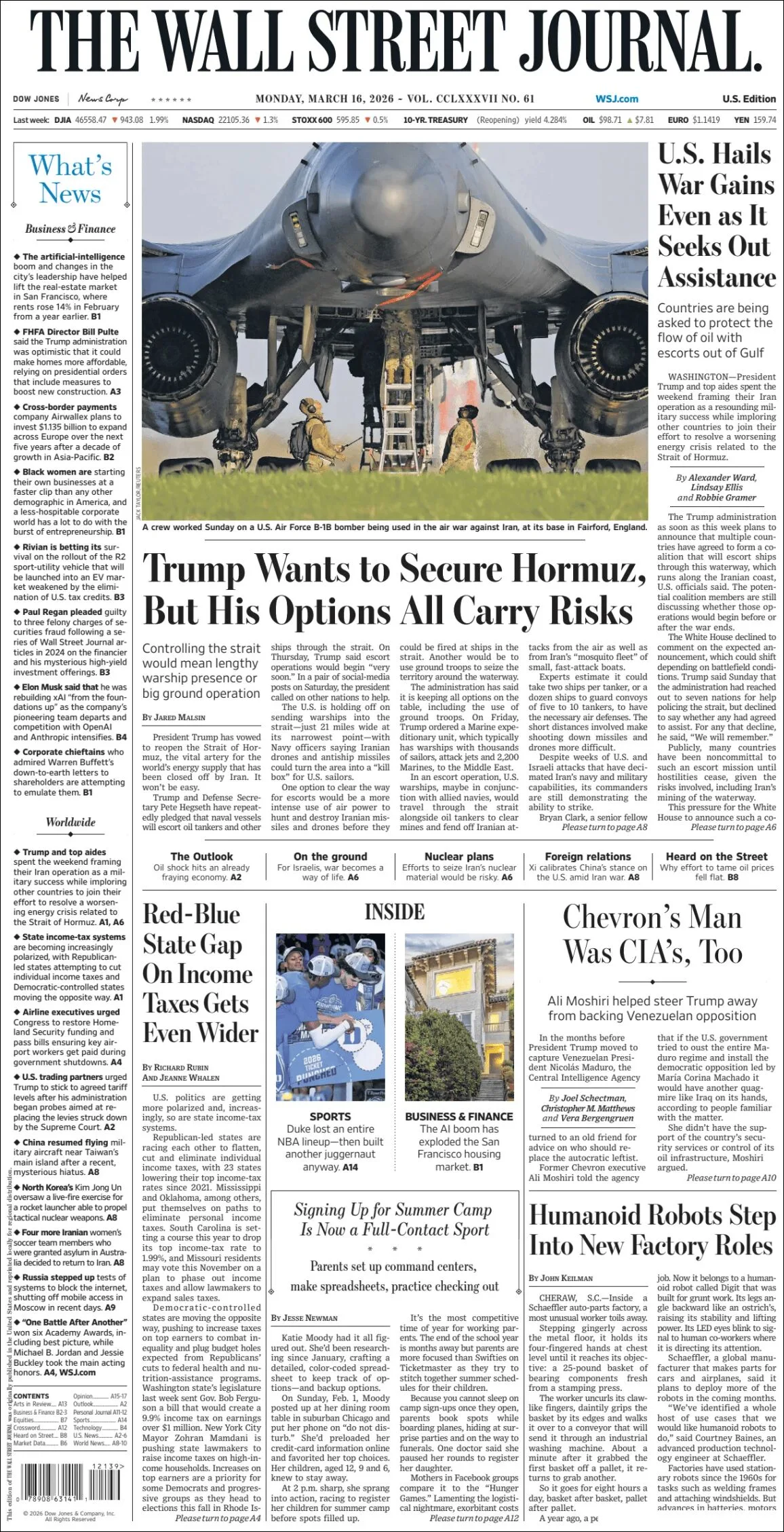 Portada de The Wall Street Journal