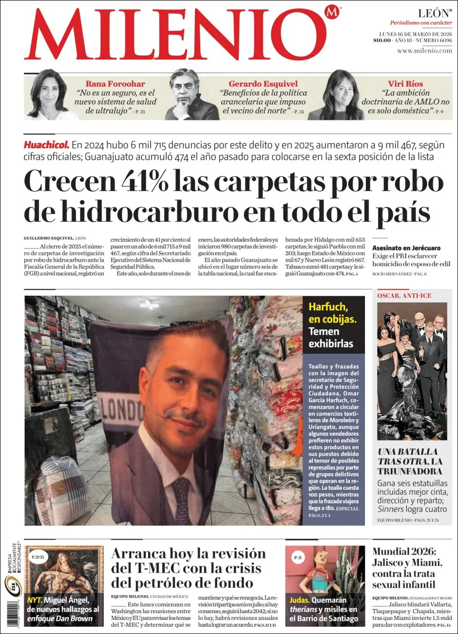 Portada de Milenio Leon del lunes, 16 de marzo de 2026