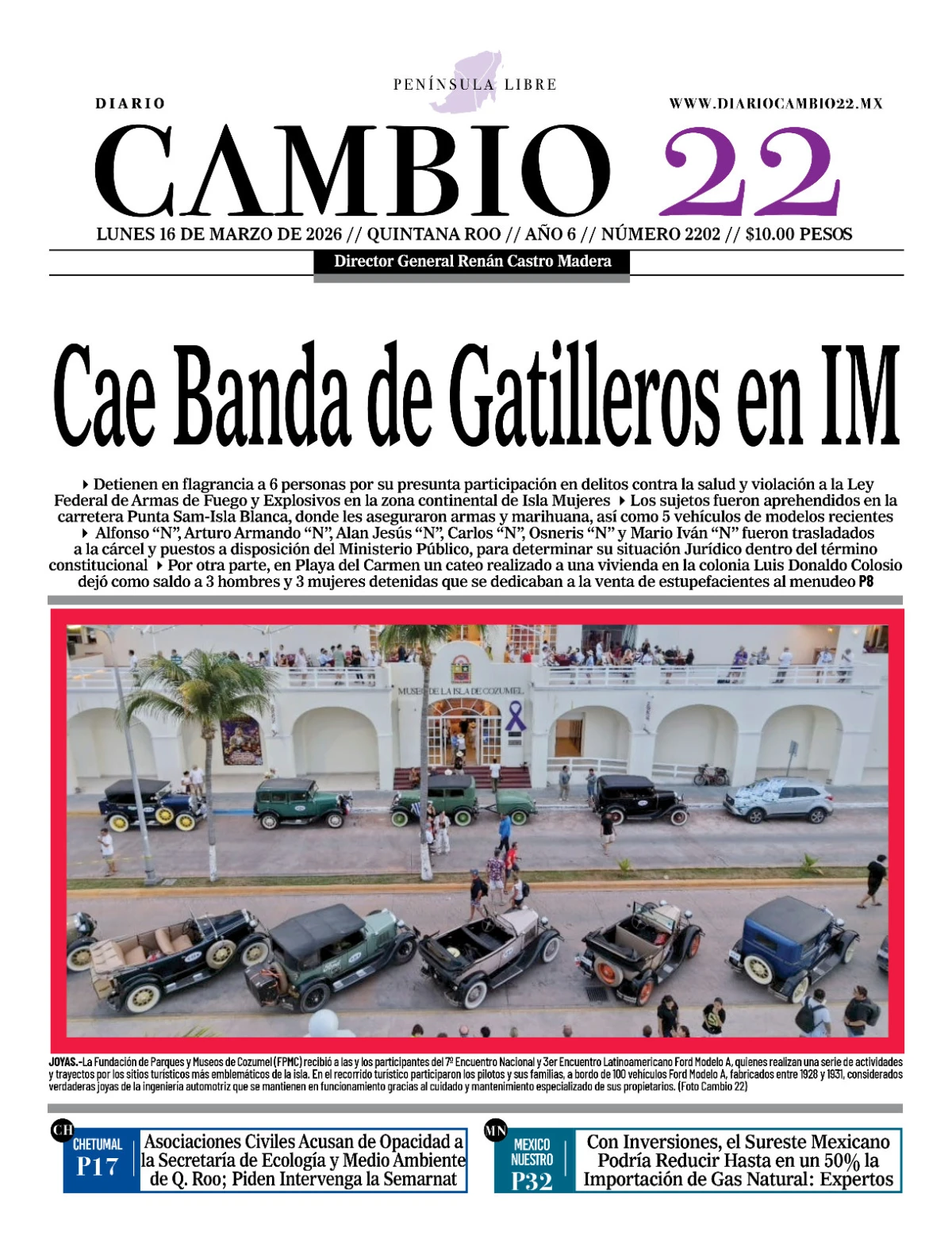 Portada de Diario Cambio 22 (contraportada)
