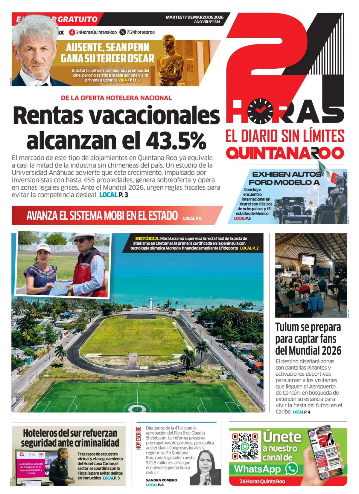 Portada de 24 Horas Quintana Roo