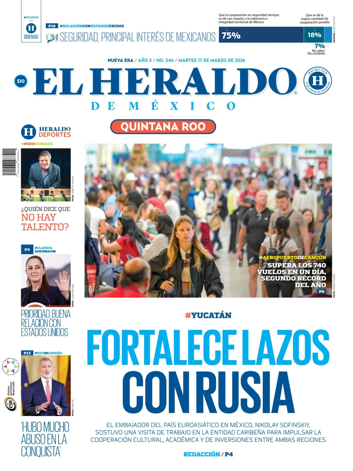 Portada de El Heraldo de Mexico - Quintana Roo