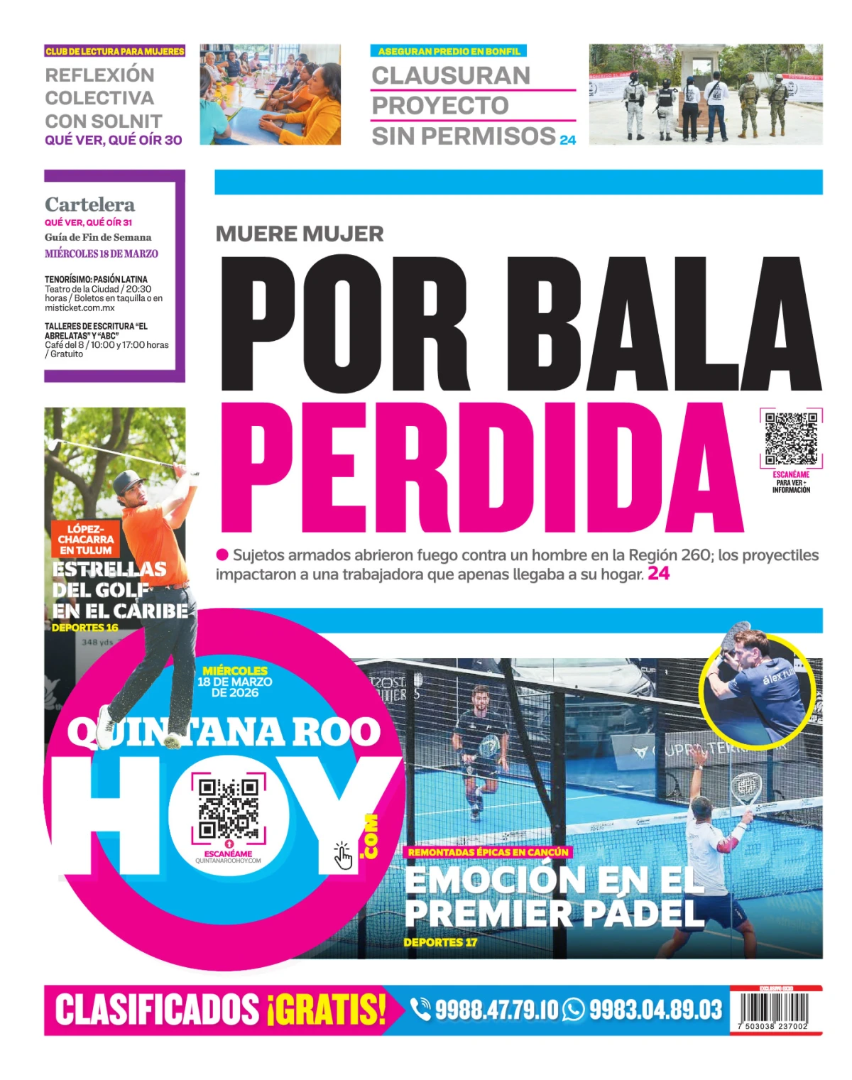 Portada de Quintana Roo Hoy (contraportada)