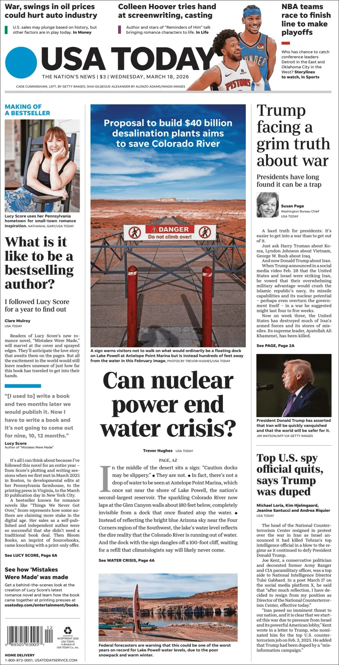 Portada de Usa Today
