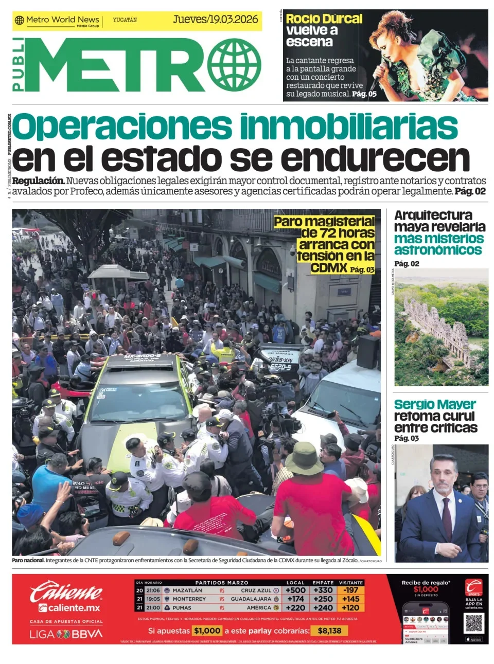 Portada de Publimetro Merida del jueves, 19 de marzo de 2026