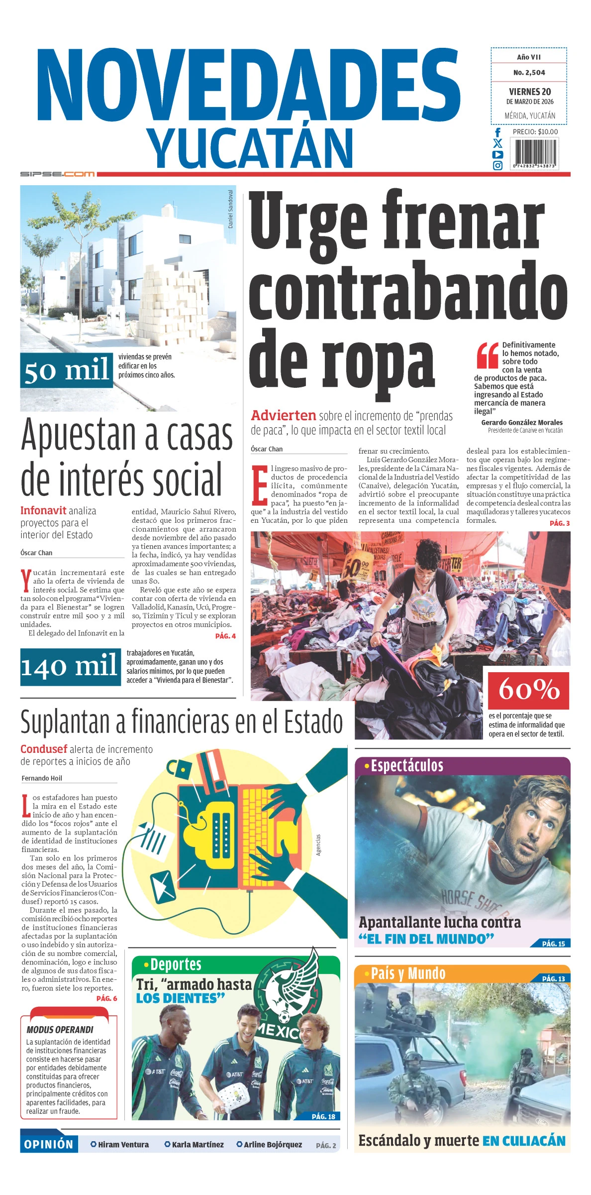 Portada de Novedades Yucatan
