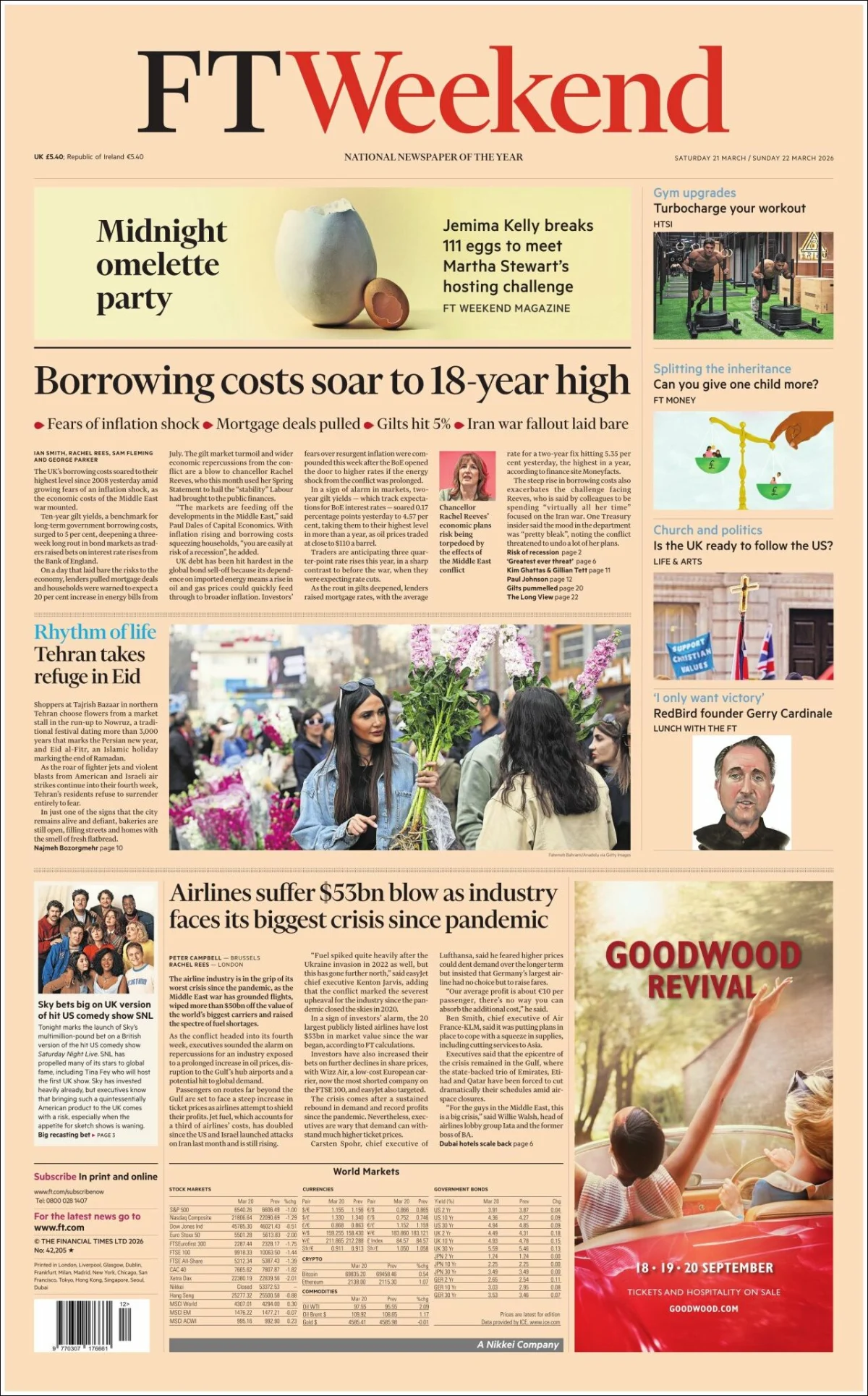 Portada de Financial Times del sábado, 21 de marzo de 2026