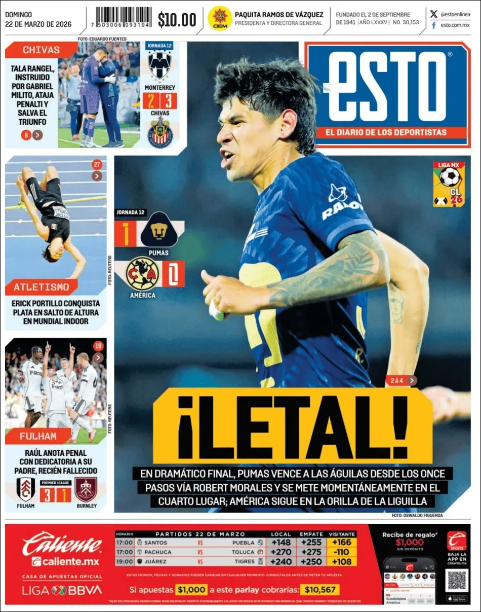 Portada de Esto del domingo, 22 de marzo de 2026