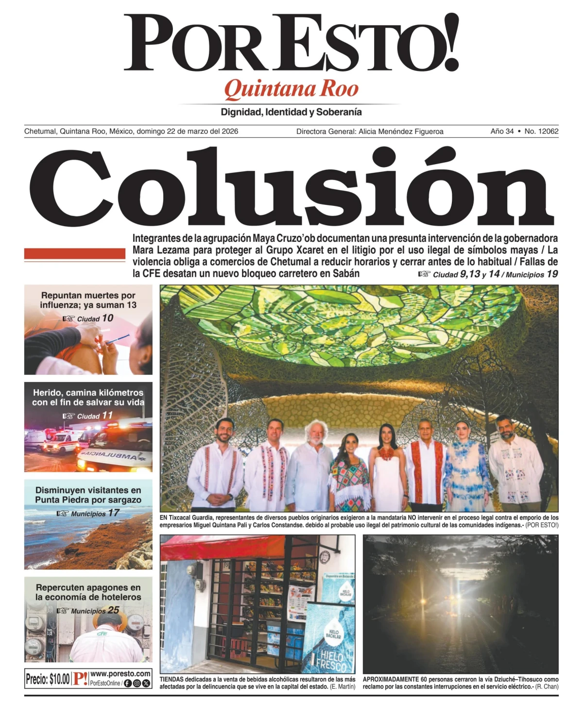 Portada de Por Esto (quintana Roo Chetumal) del domingo, 22 de marzo de 2026