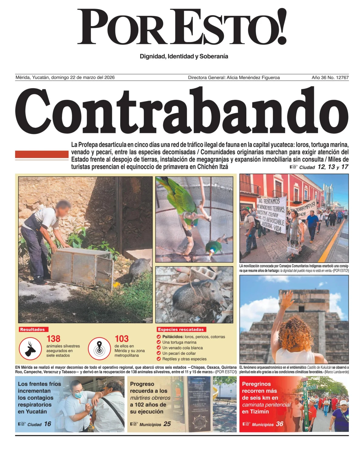 Portada de Por Esto (merida, Yucatan) del domingo, 22 de marzo de 2026
