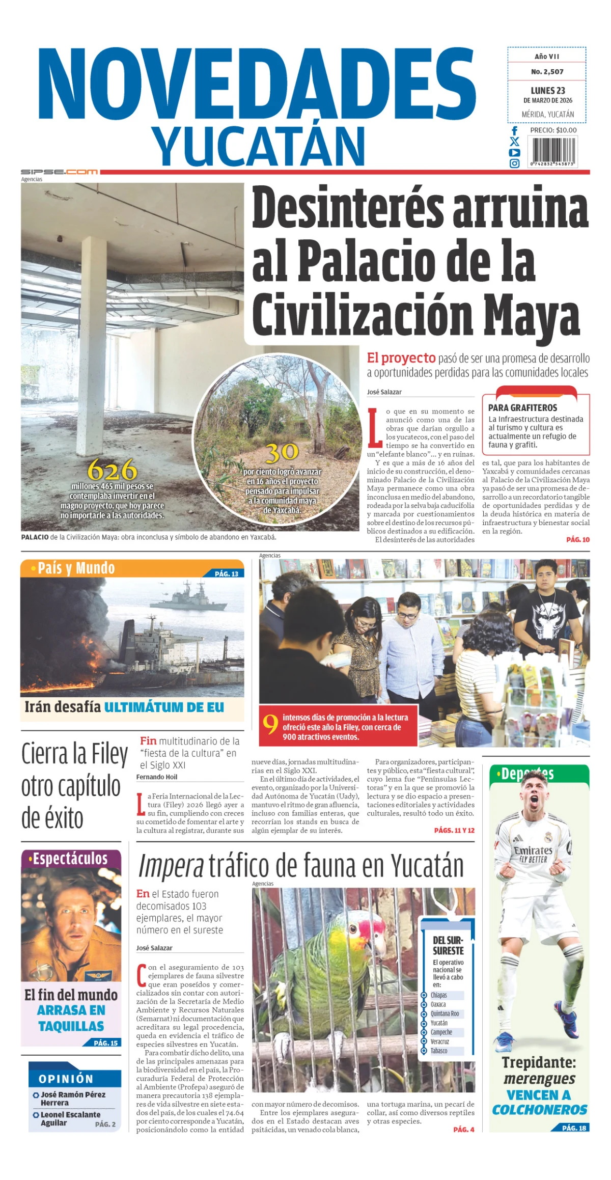 Portada de Novedades Yucatan