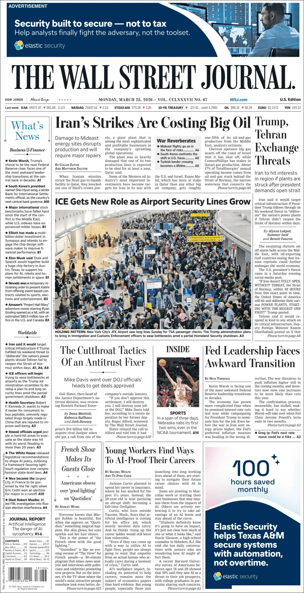 Portada de The Wall Street Journal