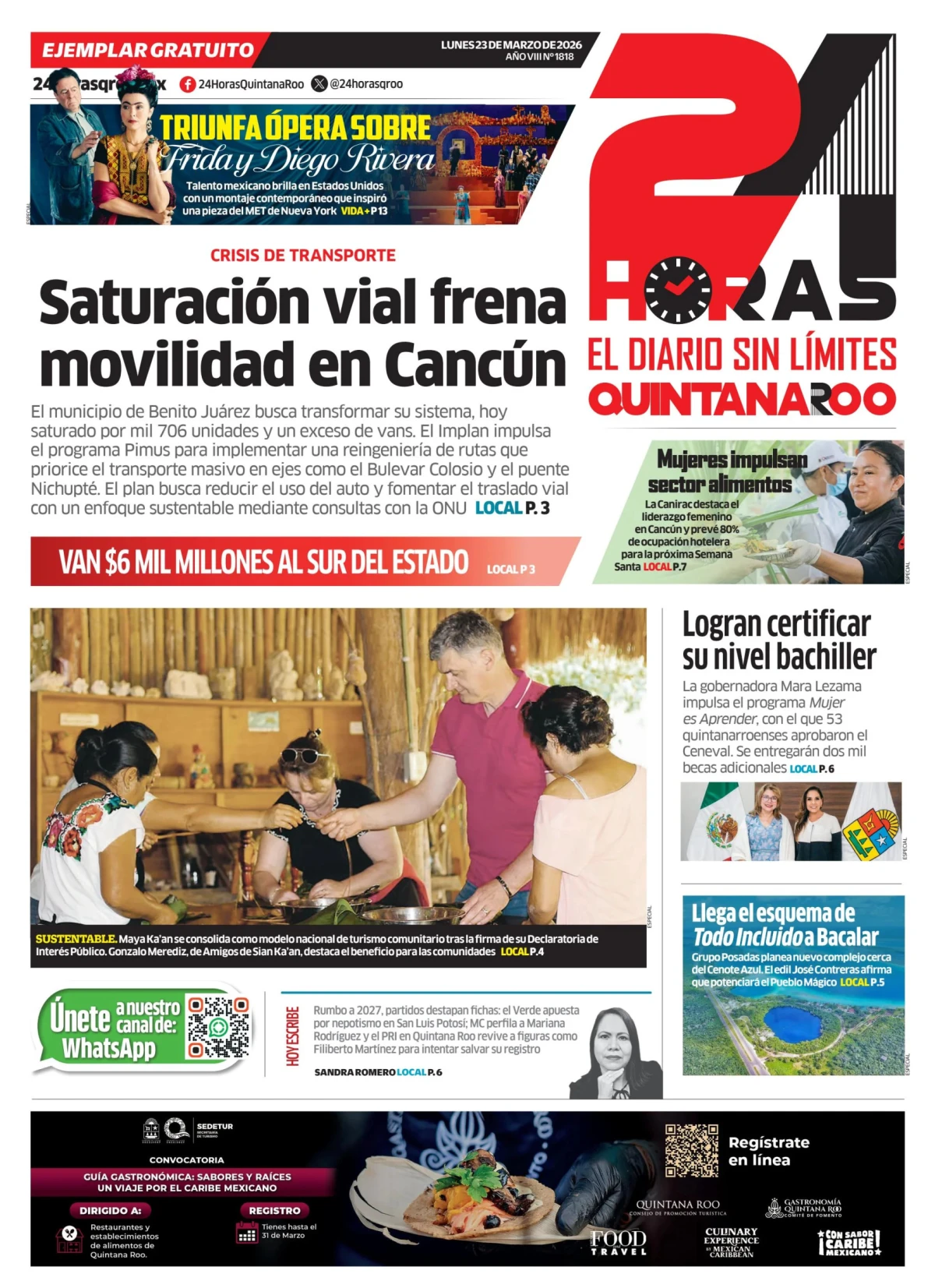Portada de 24 Horas Quintana Roo