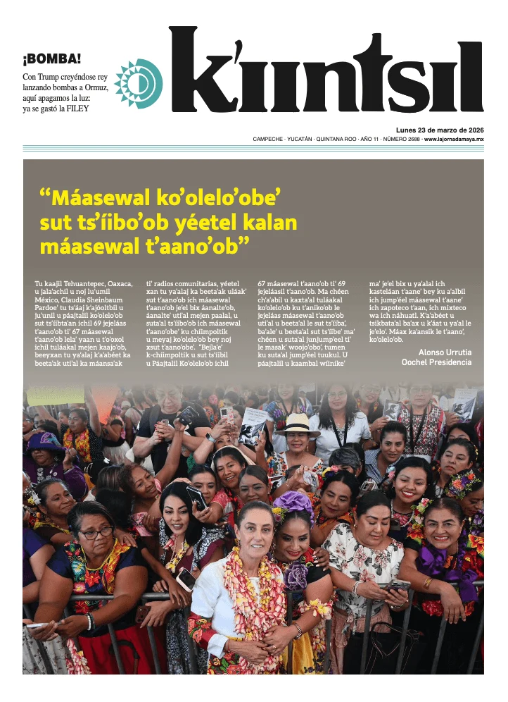 Portada de La Jornada - Kiintsil del lunes, 23 de marzo de 2026