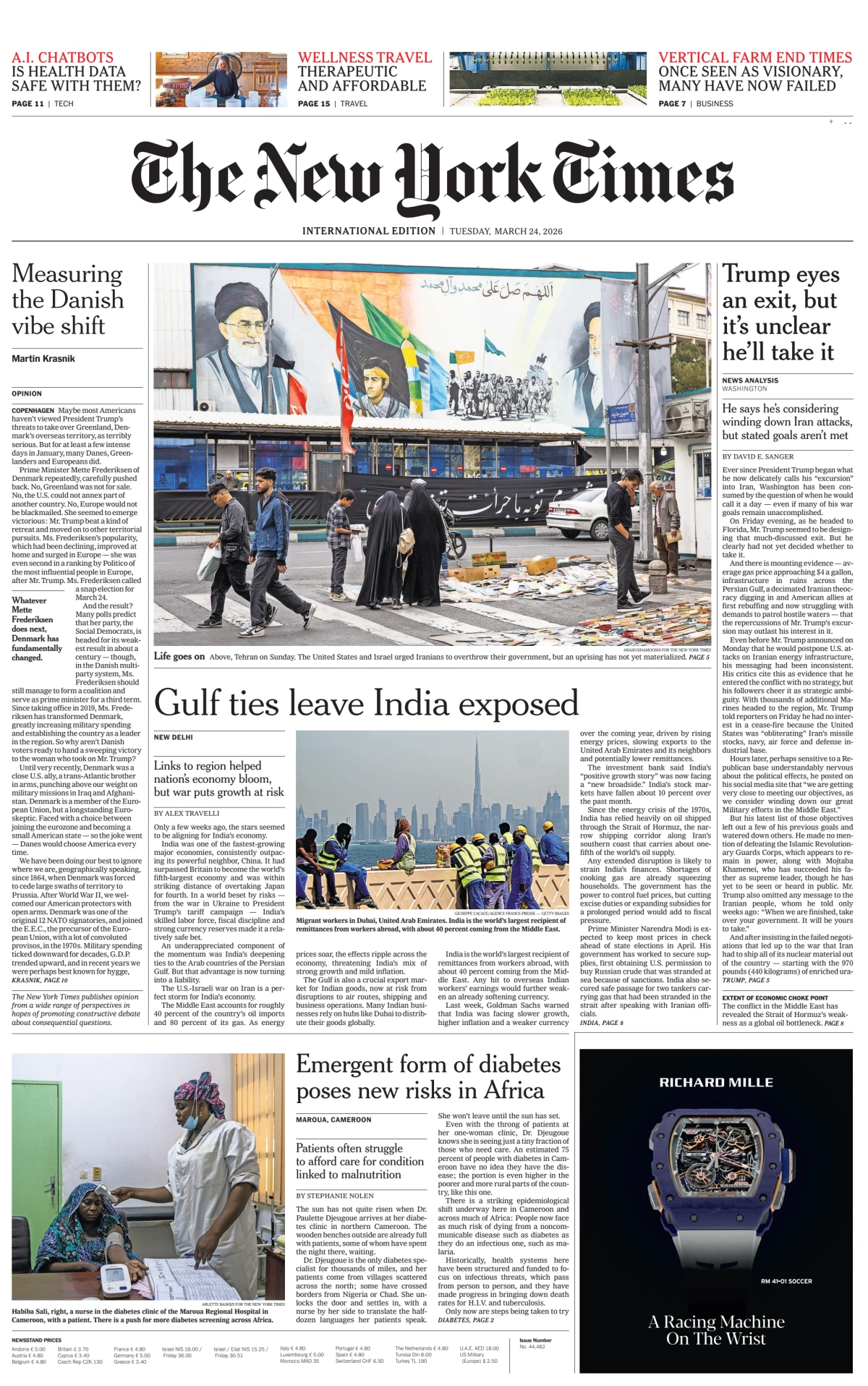 Portada de The New York Times (international) del martes, 24 de marzo de 2026