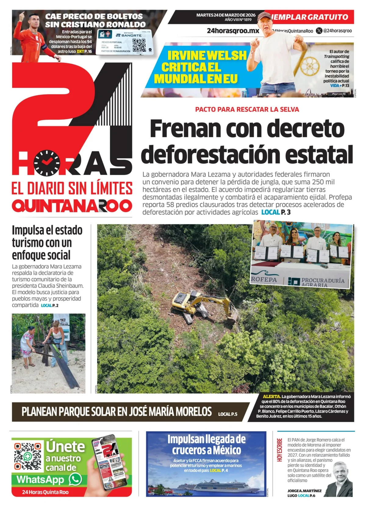 Portada de 24 Horas Quintana Roo
