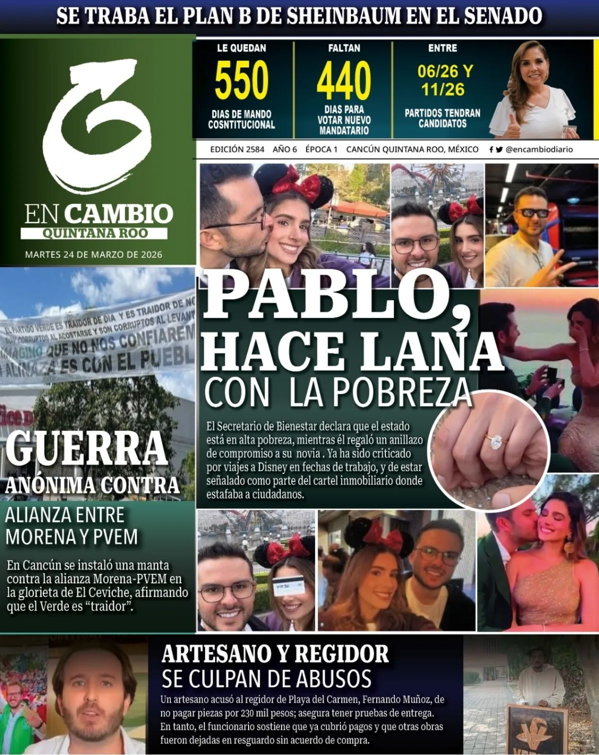 Portada de En Cambio - Quintana Roo (contraportada) del martes, 24 de marzo de 2026