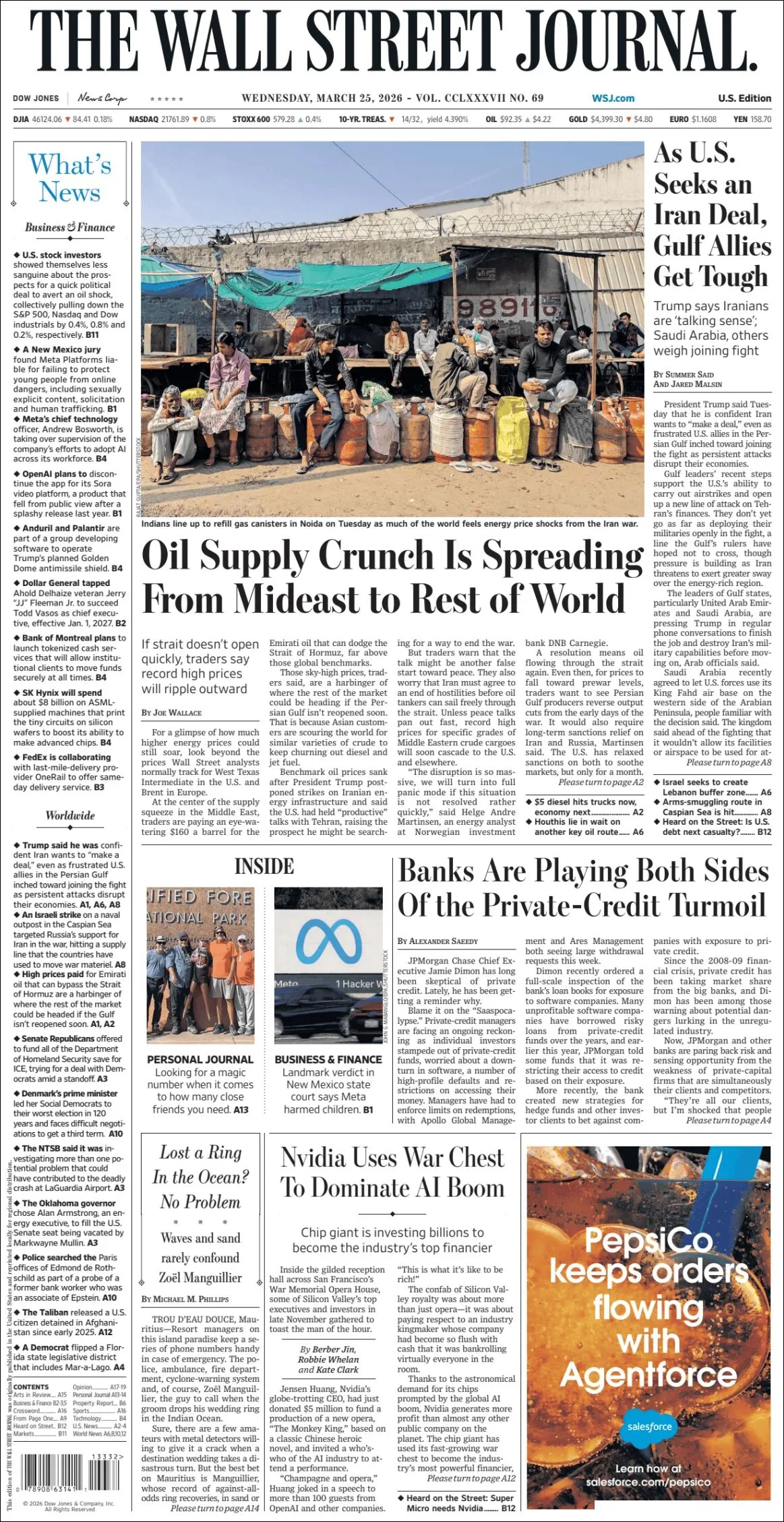 Portada de The Wall Street Journal