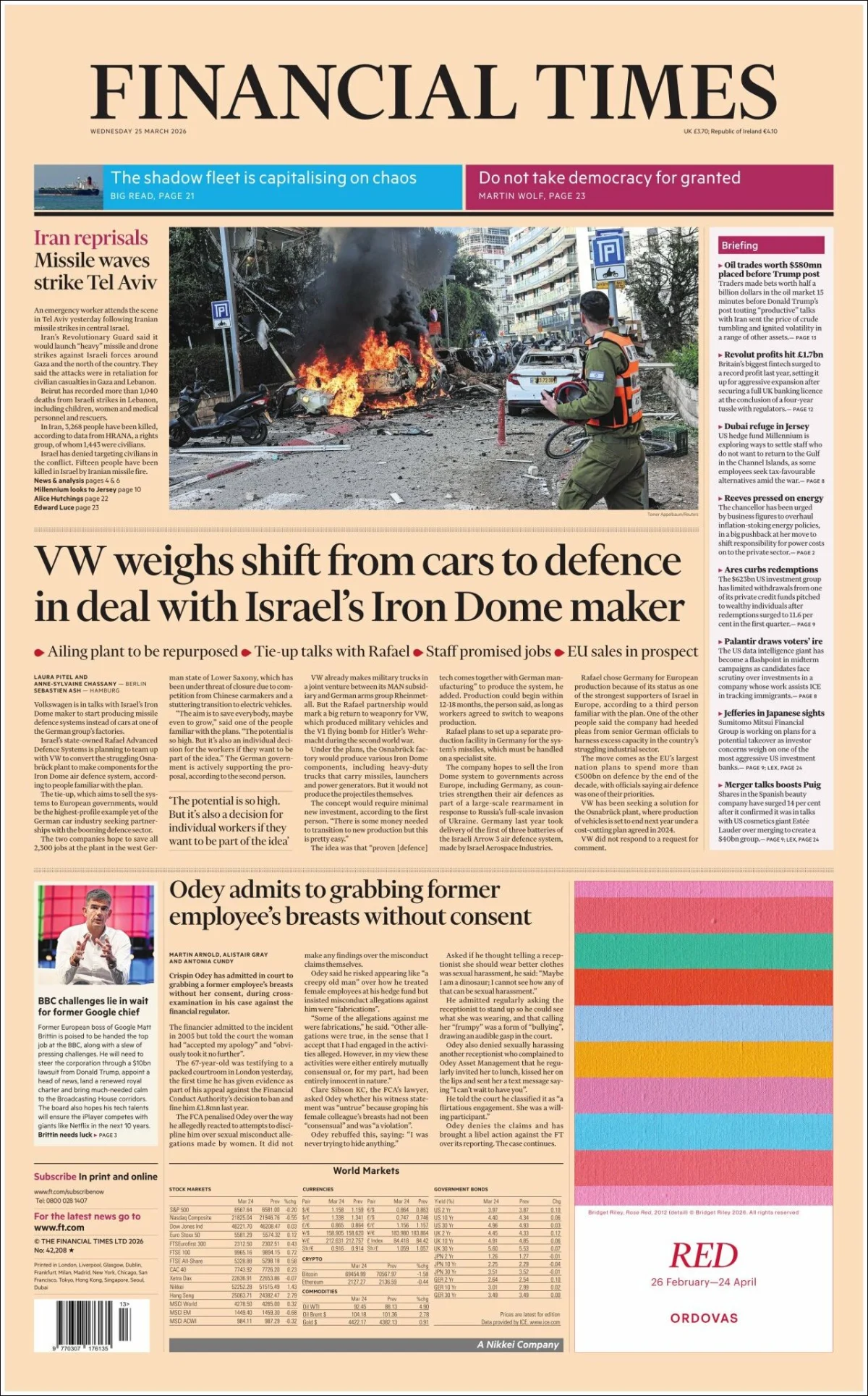 Portada de Financial Times del 2026-03-25