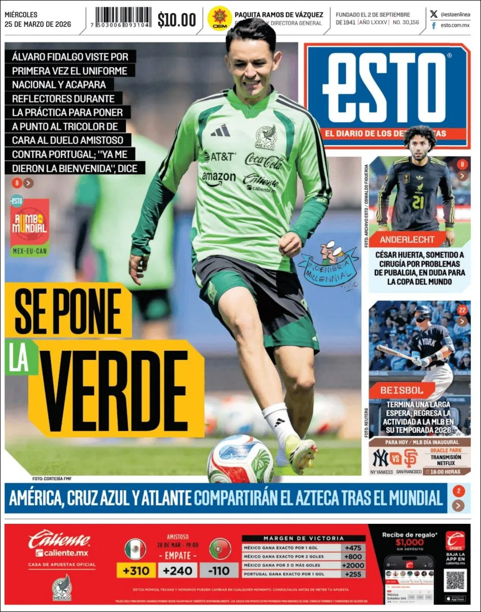 Portada de Esto del miércoles, 25 de marzo de 2026