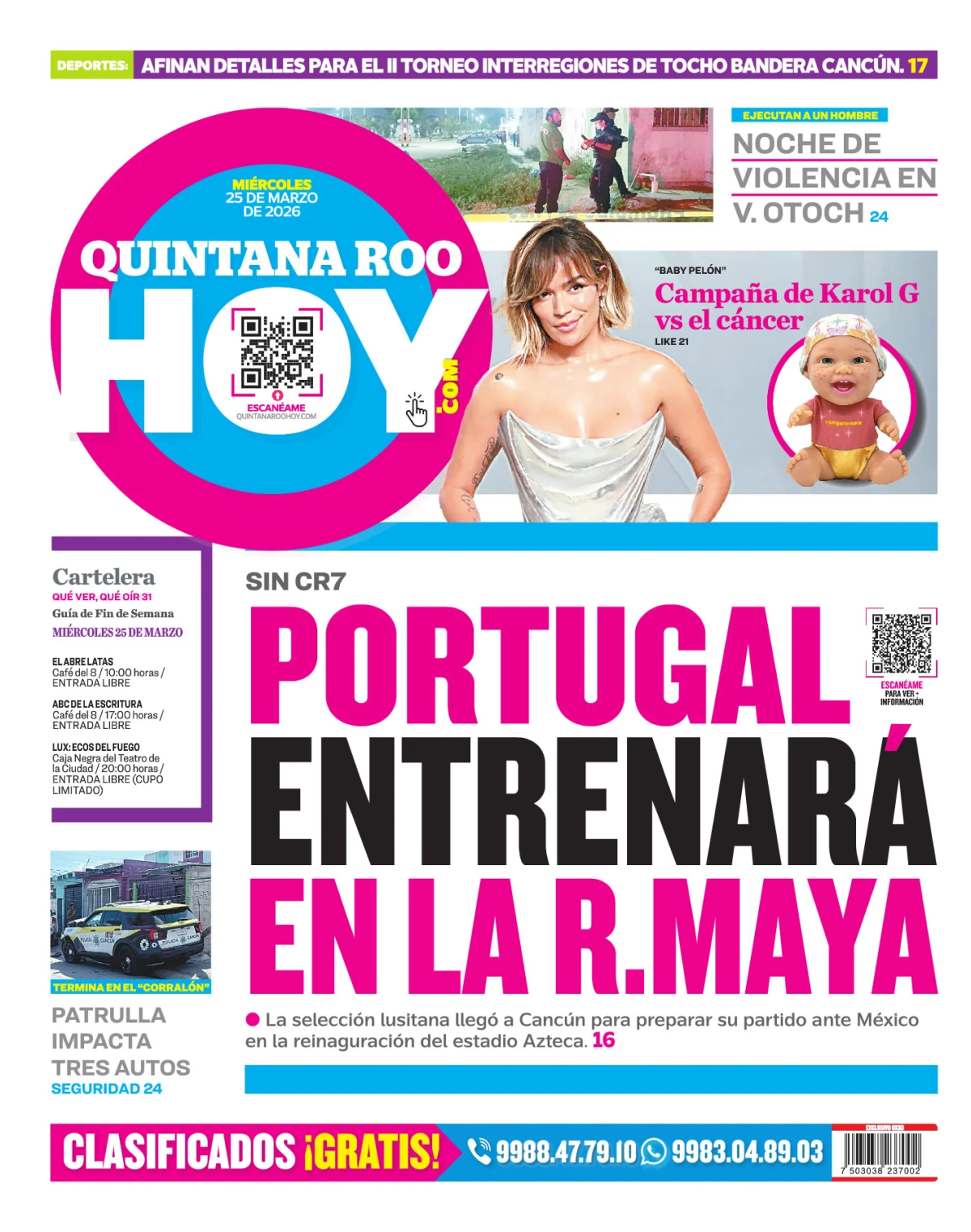 Portada de Quintana Roo Hoy (contraportada)