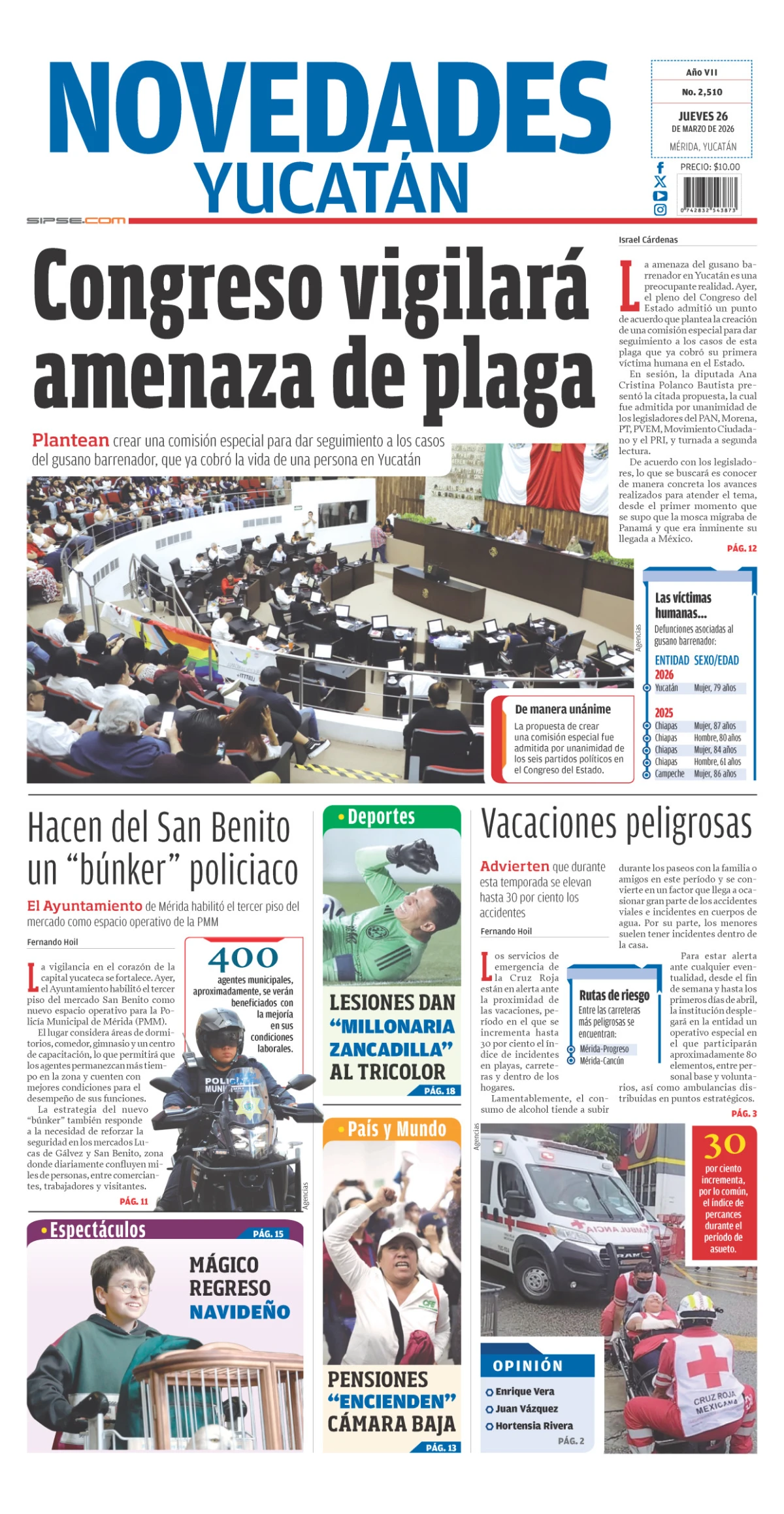 Portada de Novedades Yucatan