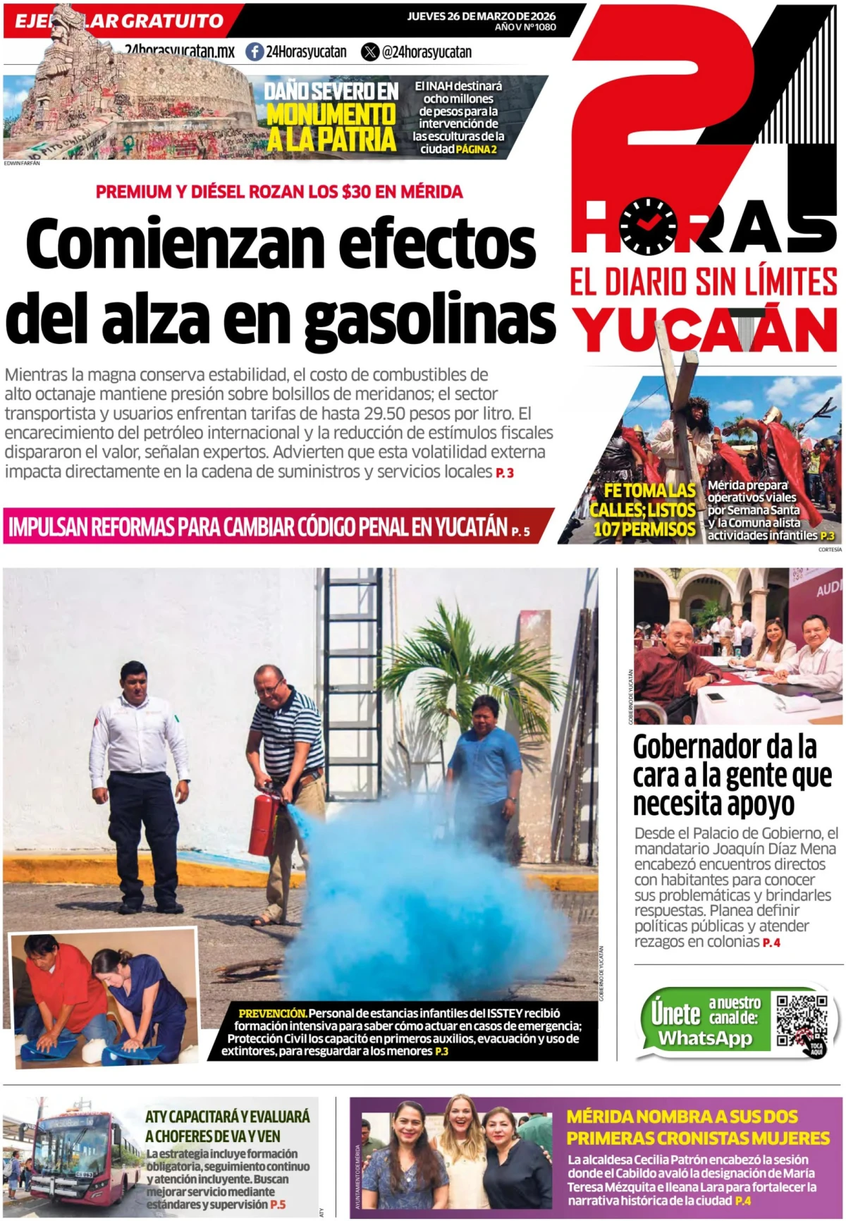 Portada de 24 Horas Yucatan del 2026-03-26