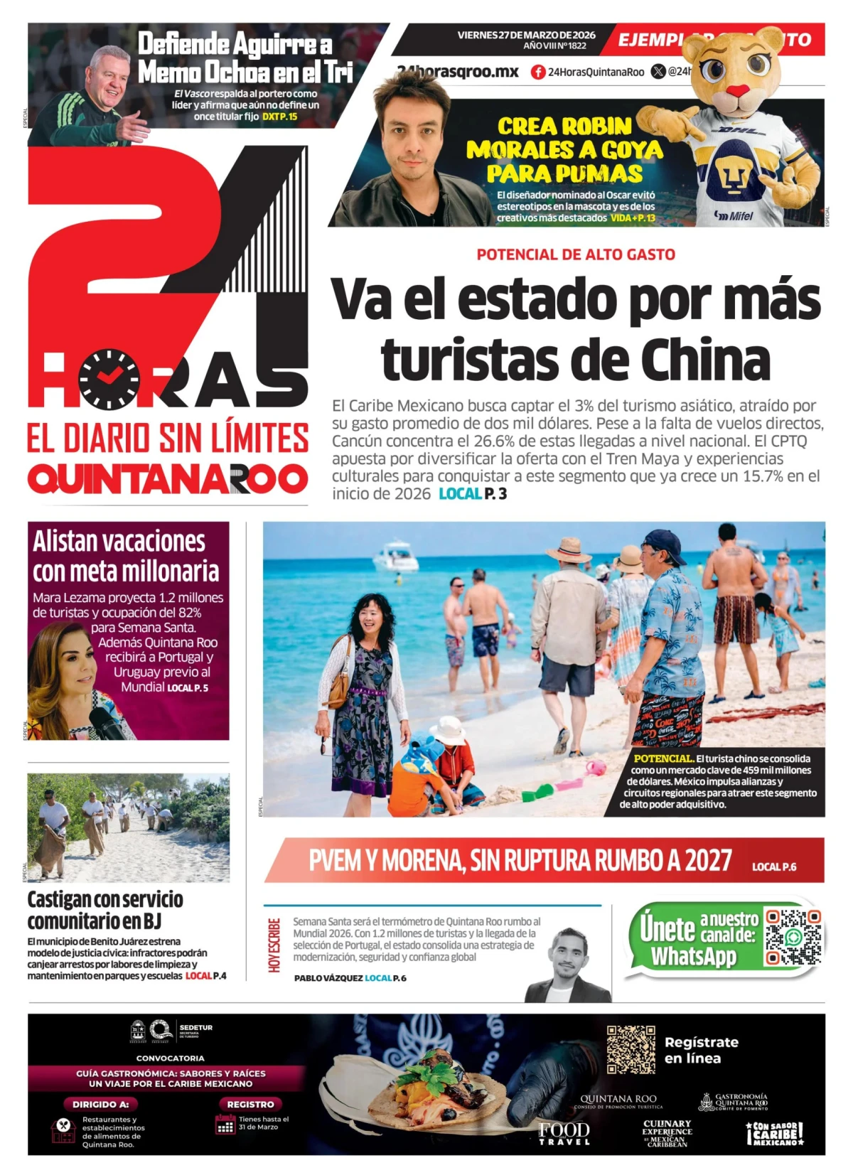 Portada de 24 Horas Quintana Roo