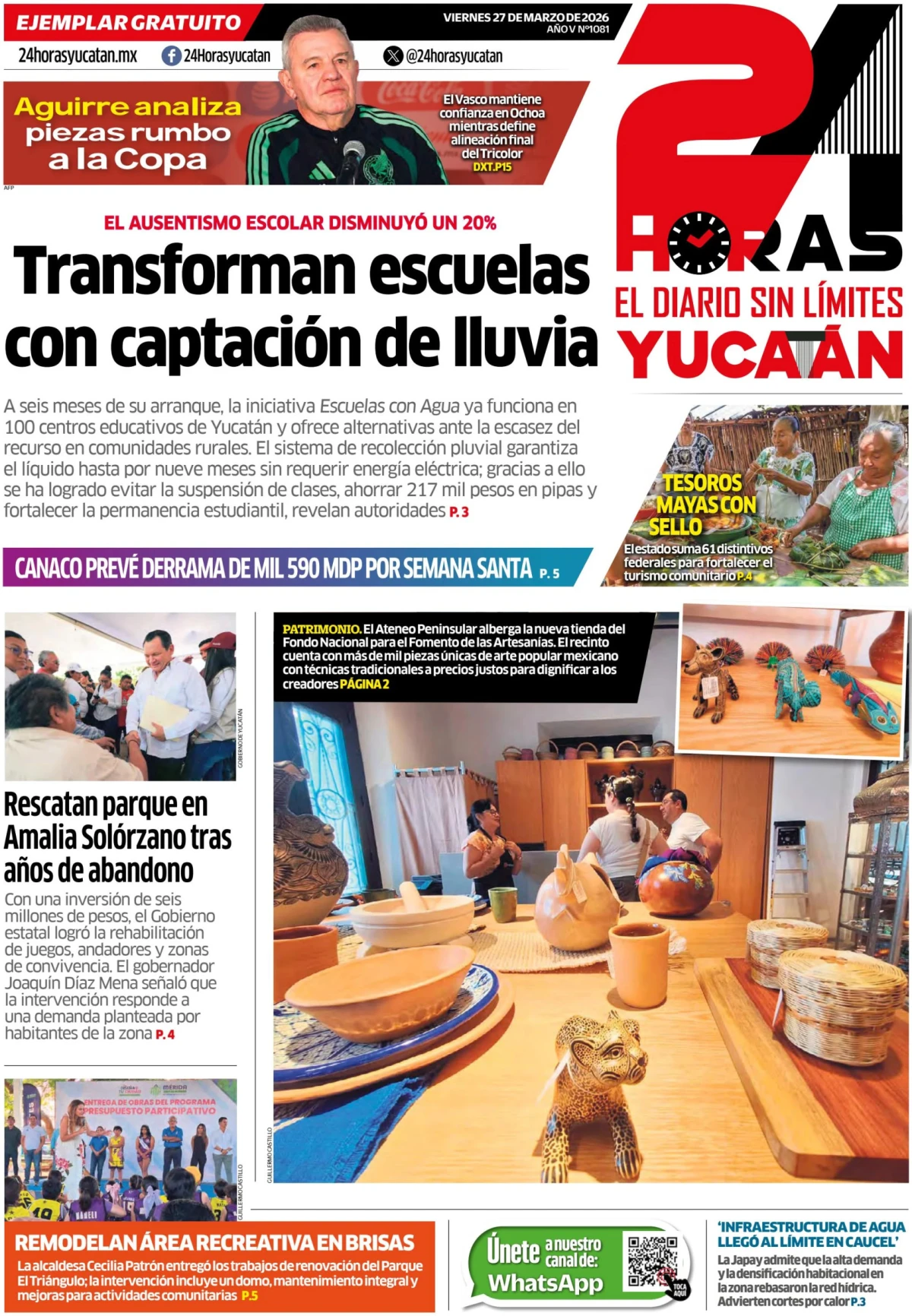 Portada de 24 Horas Yucatan del 2026-03-27