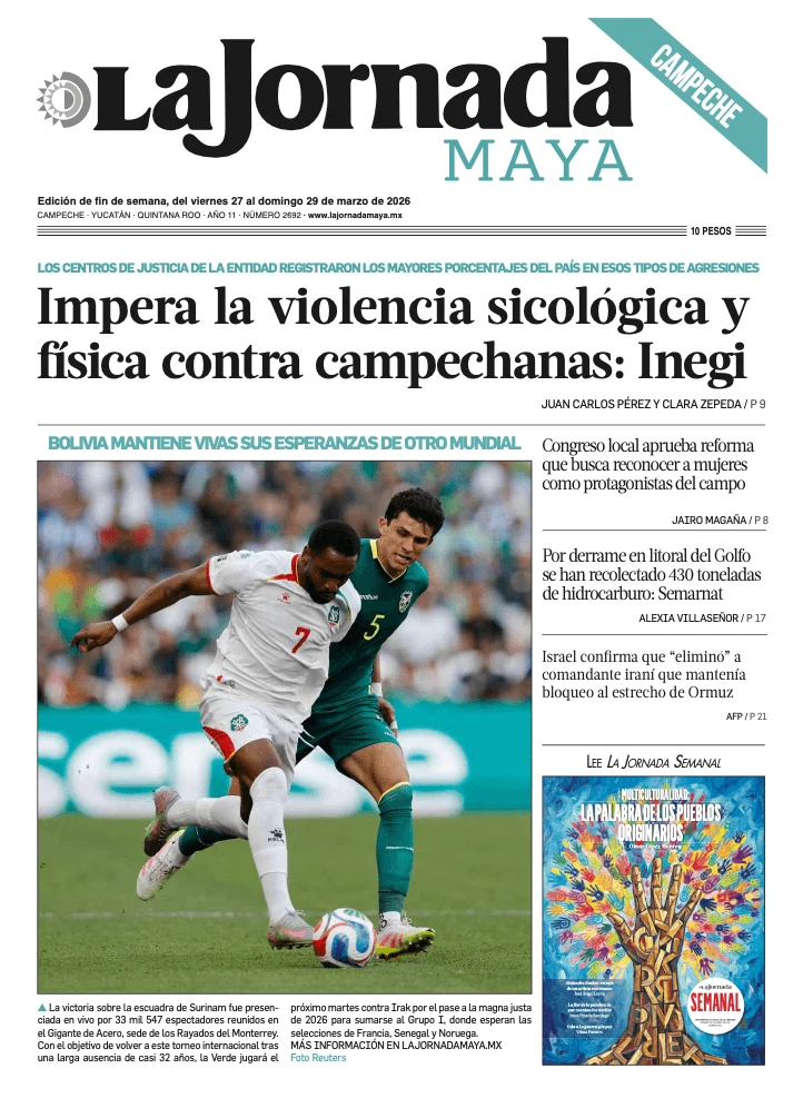 Portada de La Jornada Maya Campeche del viernes, 27 de marzo de 2026