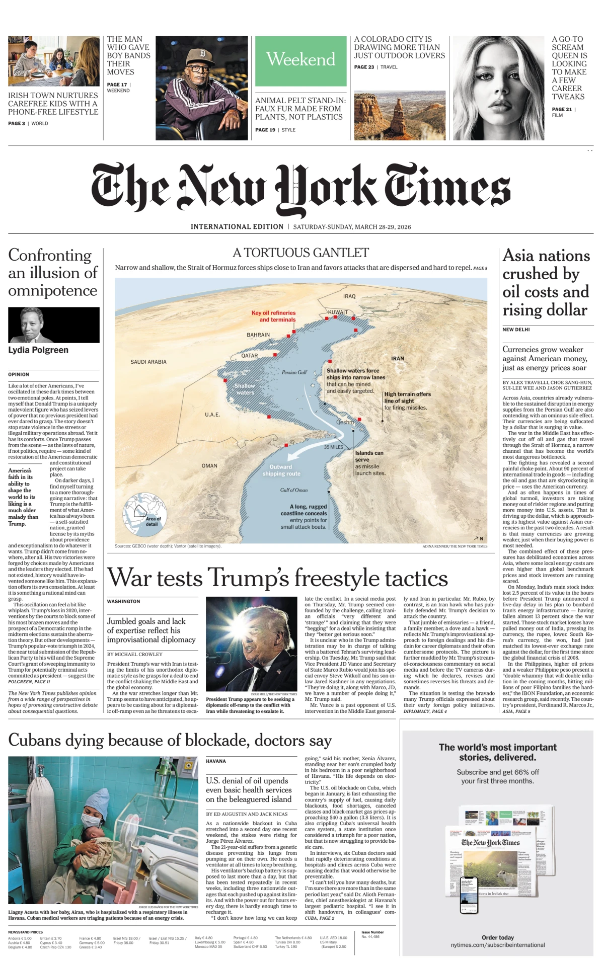 Portada de The New York Times (international)