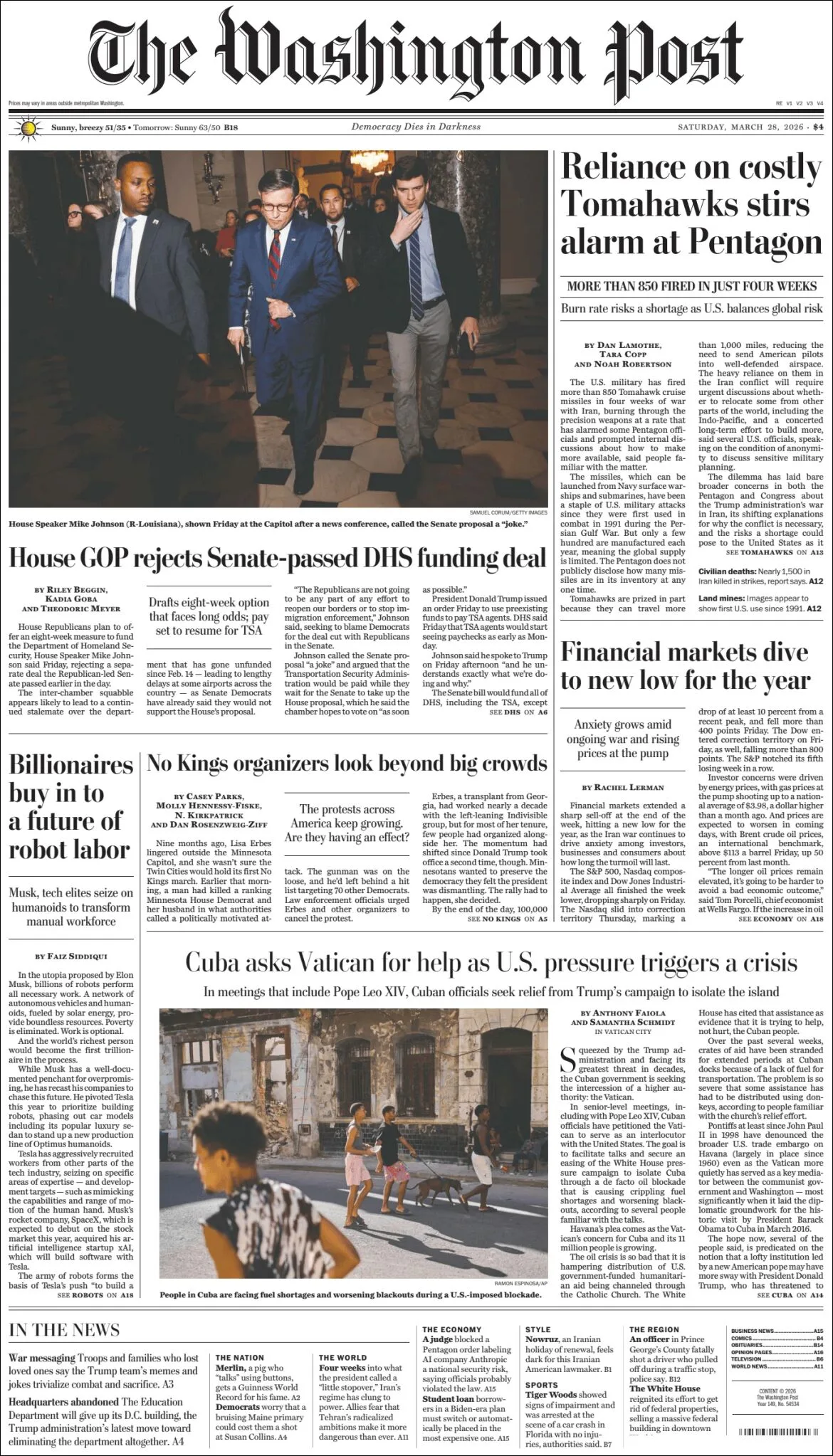 Portada de The Washington Post