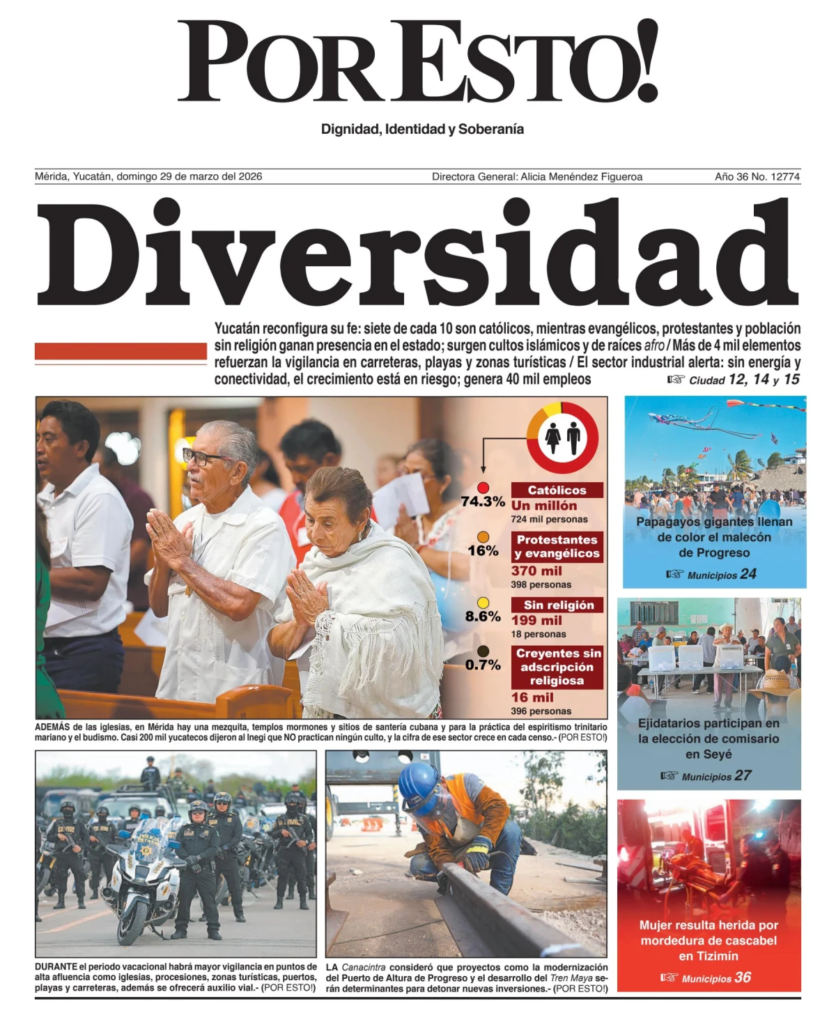 Portada de Por Esto (merida, Yucatan) del domingo, 29 de marzo de 2026
